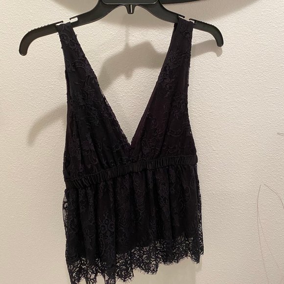 Free People Black Chante Lace Tank Top - XS - Picture 4 of 13